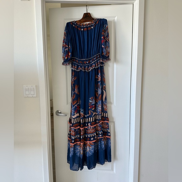 Farm Rio Blue Nature Beauty Short Sleeve Maxi Dress - Picture 9 of 10